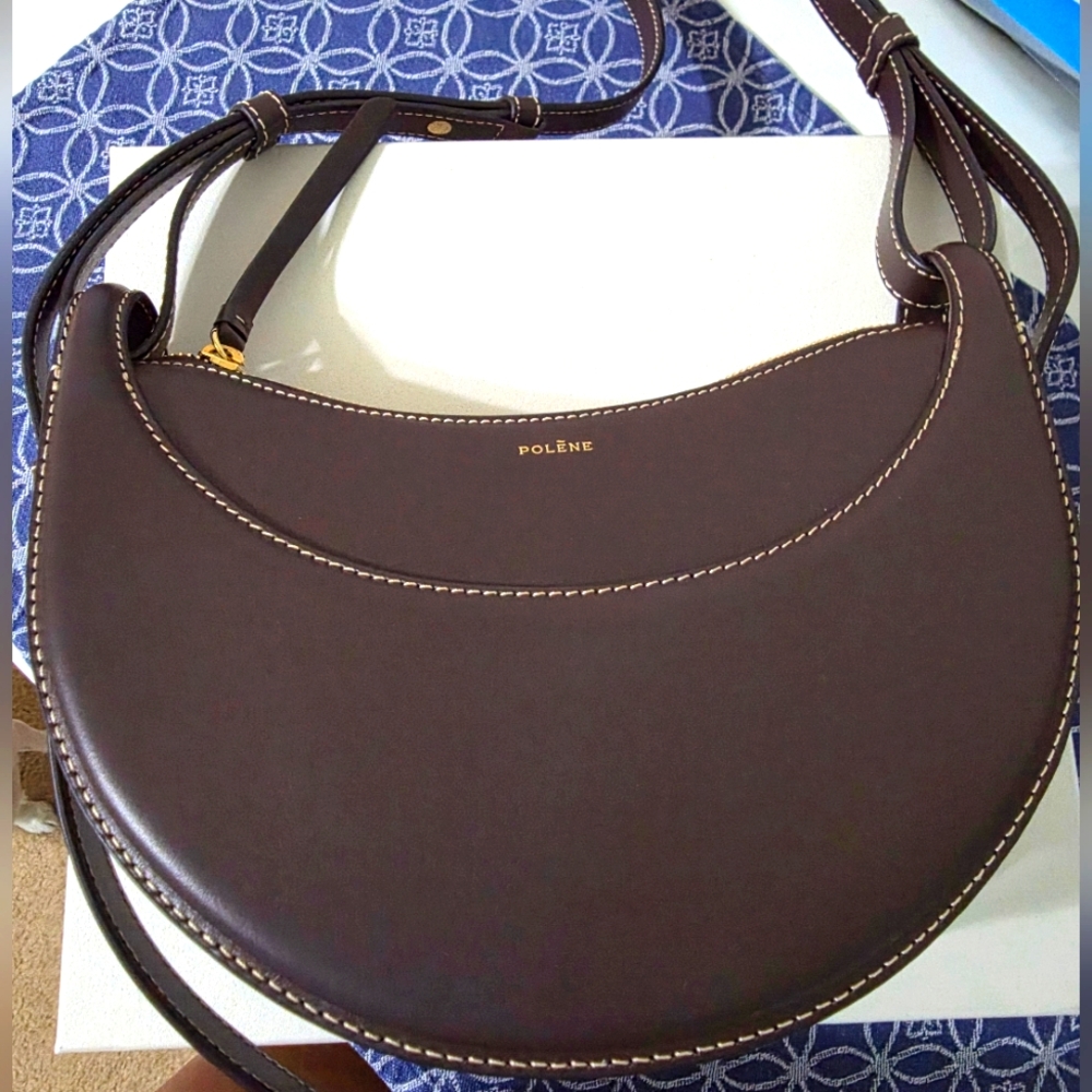 Authentic Polene NWT Numero Dix in Smooth Ebony Leather